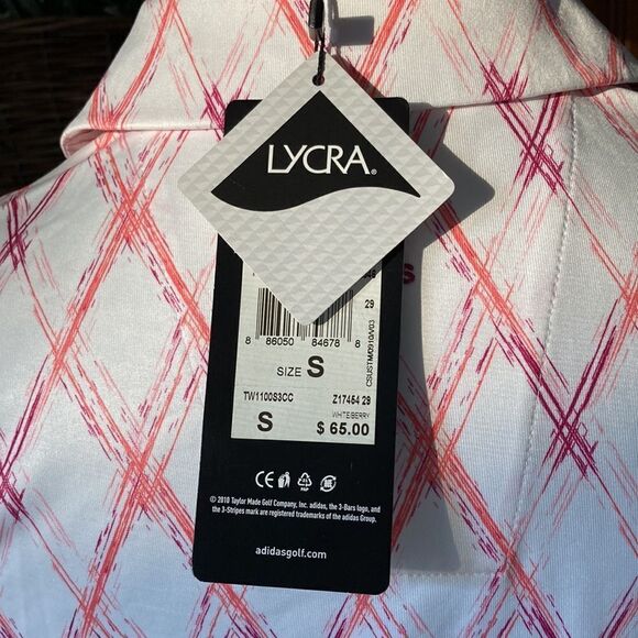 New Adidas Golf White/Berry Golf Top Size Small - Picture 6 of 11